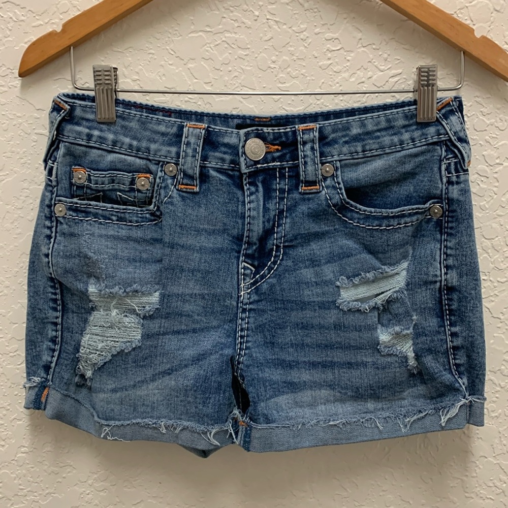 True Religion Shorts Women's Size 26 Blue Denim Jennie Mid Rise Curvy